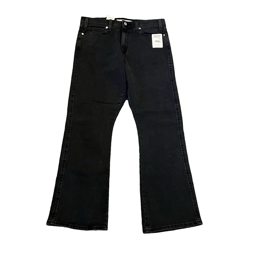 NWT Signature Levi Strauss High Rise Kick Boot Jeans Black Womens 10 W30 Edgy